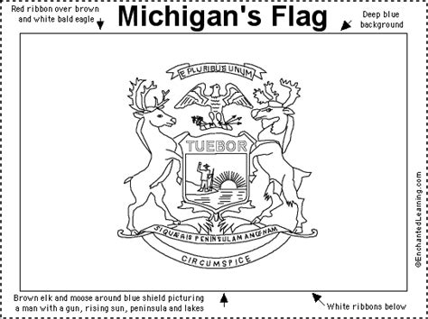 Michigan Flag Printout - EnchantedLearning.com | Michigan flag, Michigan, Flag coloring pages