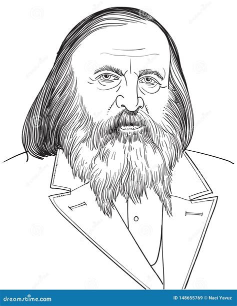 Dmitri Mendeleev Portrait in Line Art Illustration. Editorial Stock Image - Illustration of ...