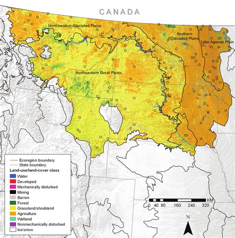 U.S. Northern Great Plains Level III ecoregions and land cover. The ...