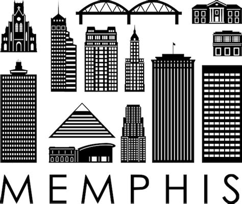 MEMPHIS SKYLINE Outline Silhouette Vector Svg Eps Jpg Png - Etsy