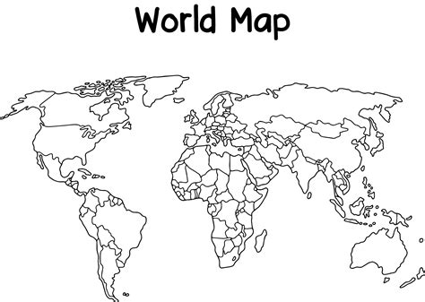 Printable Black And White World Map