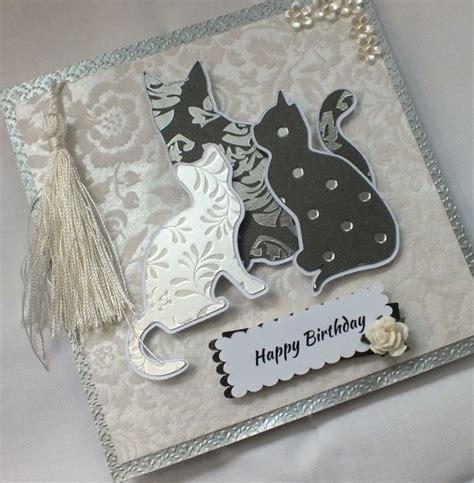 Luxury Handmade Cats Birthday Card