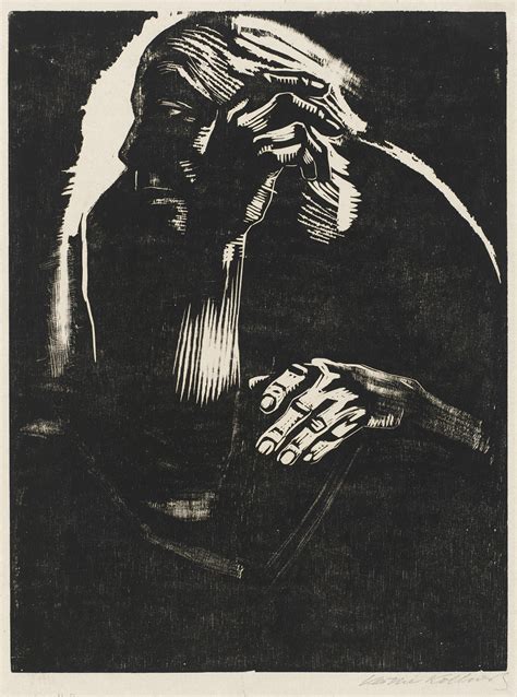 Käthe Kollwitz, Self-portrait, 1924, woodcut, Kn 203 IV, Cologne Kollwitz Collection © Käthe ...