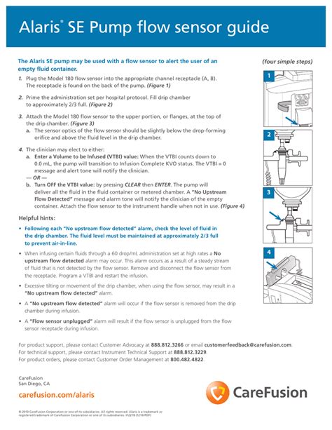 Alaris SE Pump flow sensor guide 1 (four simple steps) | Manualzz