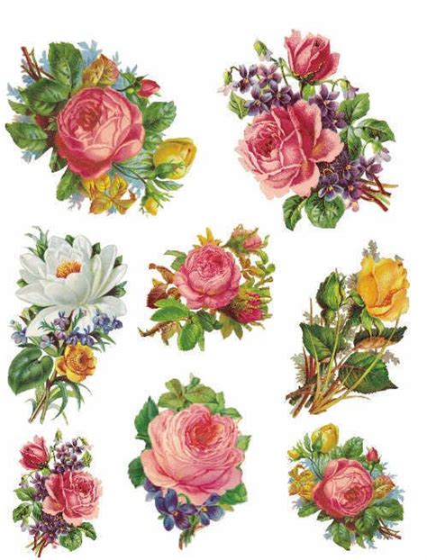 Decoupage Paper and Collage Sheets, Original Tissue, Flowers | Flower clipart, Vintage flowers ...