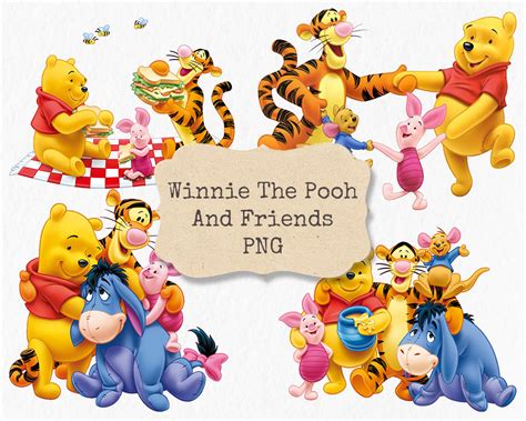 Cute Winnie the Pooh and Friends Clipart PNG Files DIGITAL DOWNLOAD - Etsy