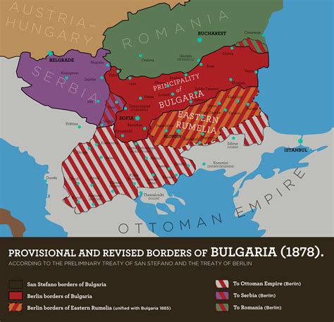 Shifting Borders of a Nascent Bulgaria, 1878 [1765 × 1703] : r/MapPorn