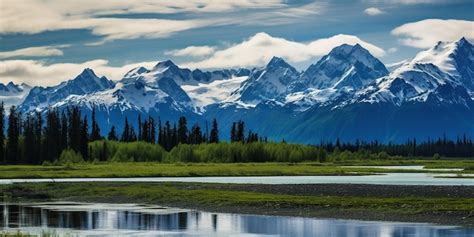 Premium Photo | Alaska mountain range wilderness nature landscape snowy mountains wallpaper