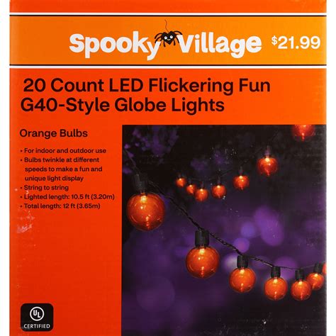 Customer Reviews: Spooky Village LED Flickering Fun G40-Style Globe Lights, Orange, 20 ct, 10.5 ...
