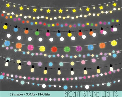 Fairy Lights Clipart String Lights Clip Art Christmas | Etsy