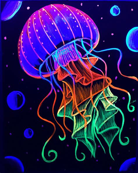 Psychedelic jellyfish . Blacklight | Etsy | Jellyfish painting, Glowing art, Neon painting