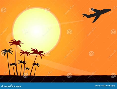 Plane flying at sunset stock vector. Illustration of trail - 149459669