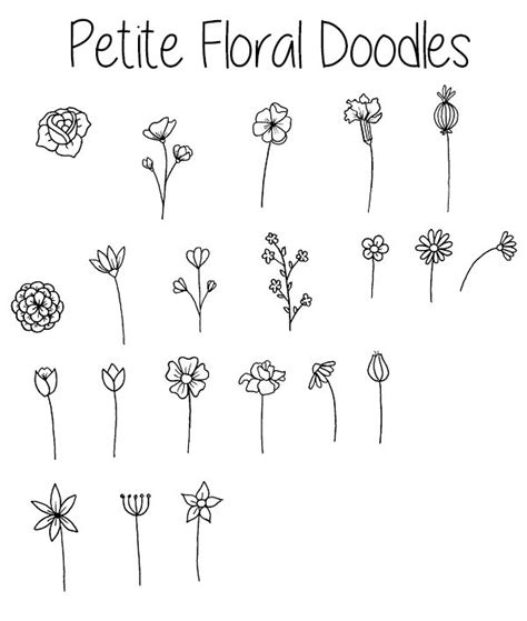 Petite Floral Doodles | The Petite Planner | Flower doodles, Floral ...