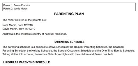 Australia Parenting Plans: Making Your Agreement | Template