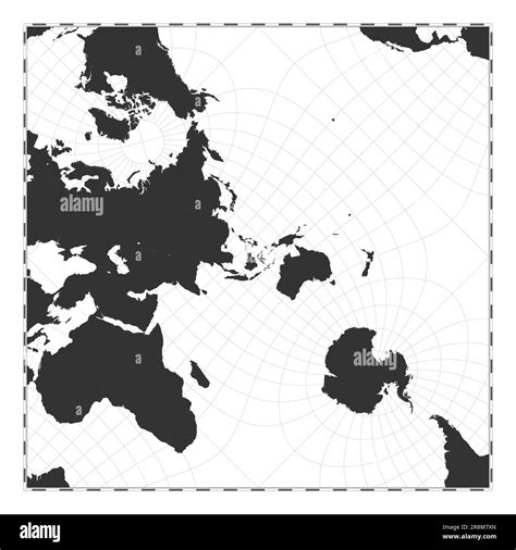 Vector world map. Peirce quincuncial projection. Plain world geographical map with latitude and ...