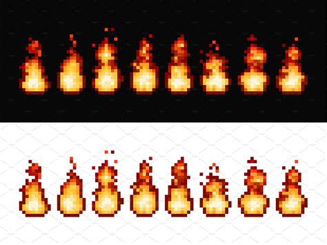 Fire flame pixel animation sprites by Vector Tradition SM on Dribbble