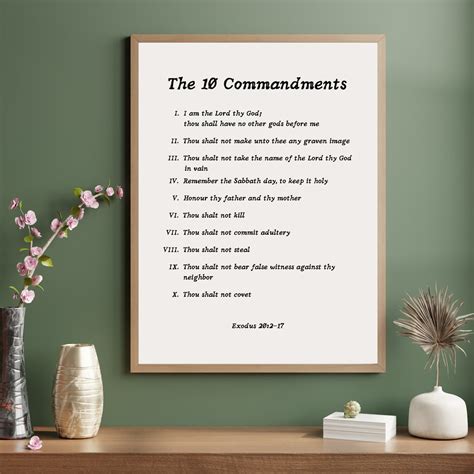 10 Commandments Poster Exodus 20 Religious Artwork - Etsy