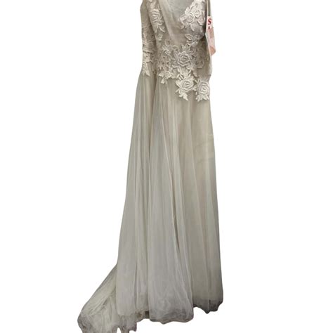 Other Womens Size S Wedding Dress Cream caleche silk satin soft silky and guipure lace wedding ...