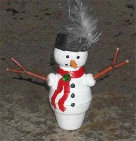 Baby Snowman Clay Pot Ornament | AllFreeChristmasCrafts.com