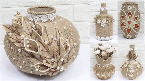 5 Jute flower vase | Home decorating ideas handmade | New 2020 | Jute flowers, Flower diy crafts ...