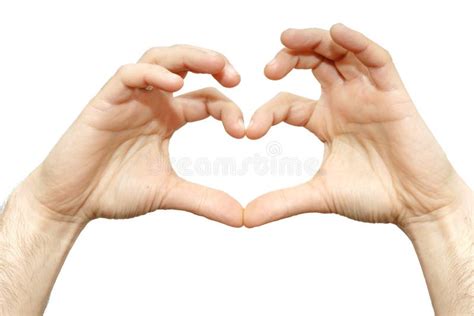 Finger Heart of a Man Wrist Isolated Love Sign on White Background Stock Image - Image of good ...