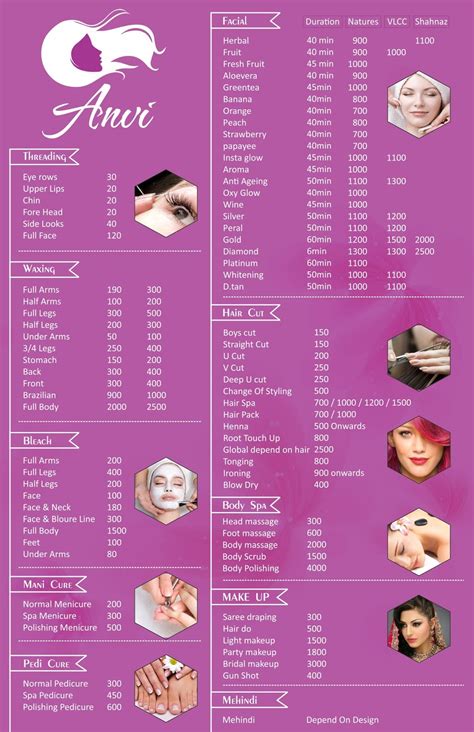 Beauty Parlour flyer with menu design - Harshini Creative Graphics