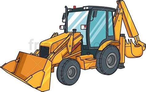 Realistic Backhoe Cartoon Vector Clipart - FriendlyStock