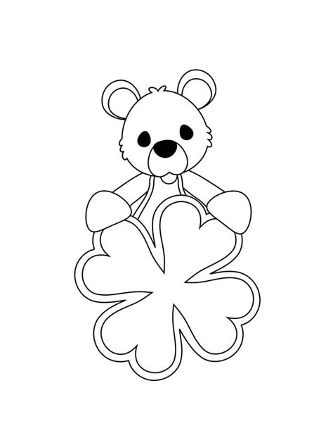 Lucky Charms Bear And Four Leaf Clover coloring page - Download, Print or Color Online for Free