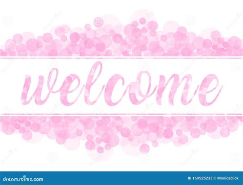 Template of White Banner with Pink Watercolor Bubbles and Text Welcome ...