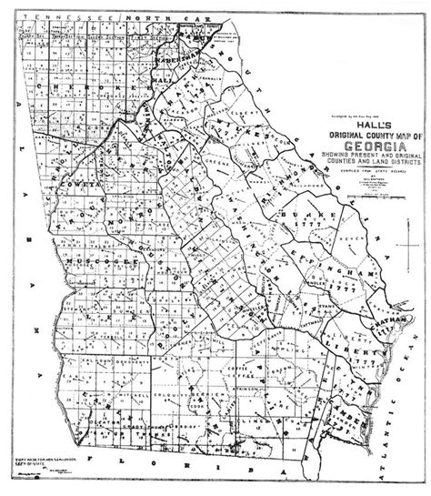 1895 Hall’s Original County Map of Georgia