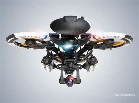 Futuristic Police Heavy Drone Concept by Maciej Frolow - Tuvie Design