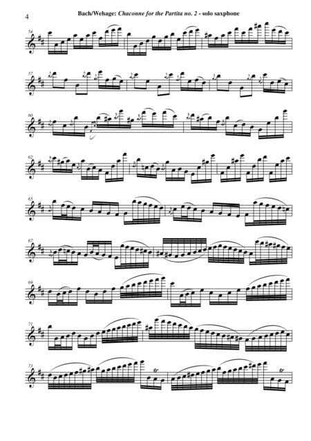 Js Bach Chaconne From The Partita No 2 Bwv 1003 Arranged For Solo ...