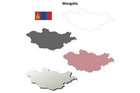 Mongolia outline map set