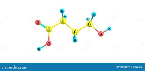 Hydroxybutyric Acid Molecular Structure Isolated on White Stock Illustration - Illustration of ...