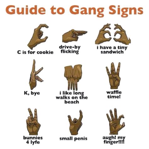 Guide to Gang Signs - The REAL Meaning - Humor - A Helicopter Mom | Gang signs, Gang signal, Gang