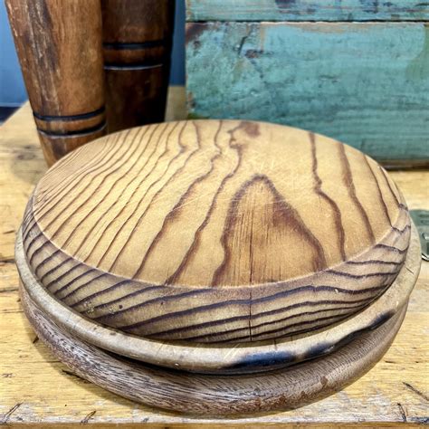 Vintage Round Wooden Bread Board Chopping Cutting Board Concave - The ...