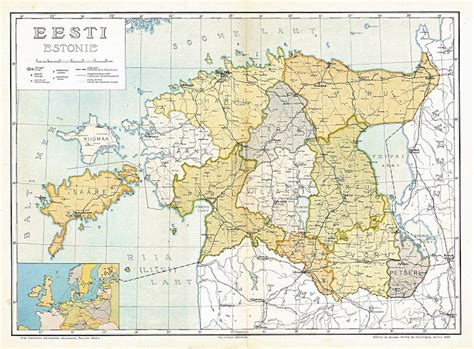 Vintage Map of Estonia Old Estonia Map Estonia Wall Map - Etsy Canada