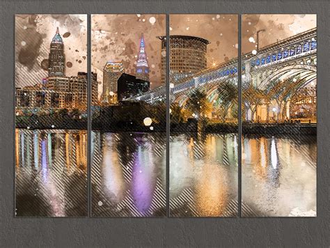 Cleveland Canvas Print Cleveland Skyline Cleveland Wall Art - Etsy