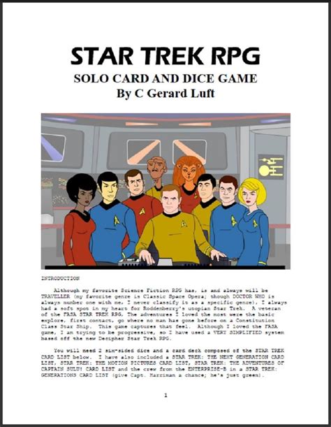 Star Trek RPG Solo Card and Dice Game