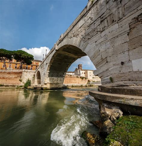 Panorama of Tiber Island and Cestius Bridge Over Tiber River Stock ...