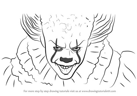 How to Draw Pennywise (Characters) Step by Step | DrawingTutorials101.com