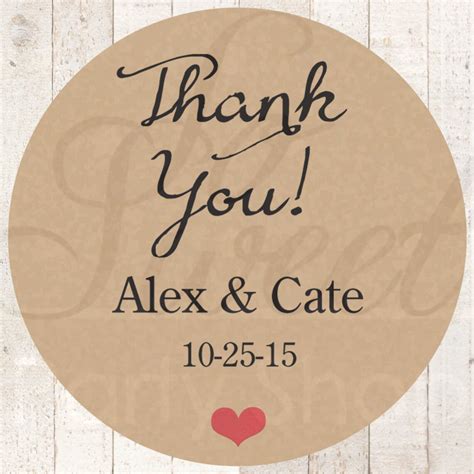 Thank You Stickers thank You Rustic Wedding Favor Stickers | Etsy