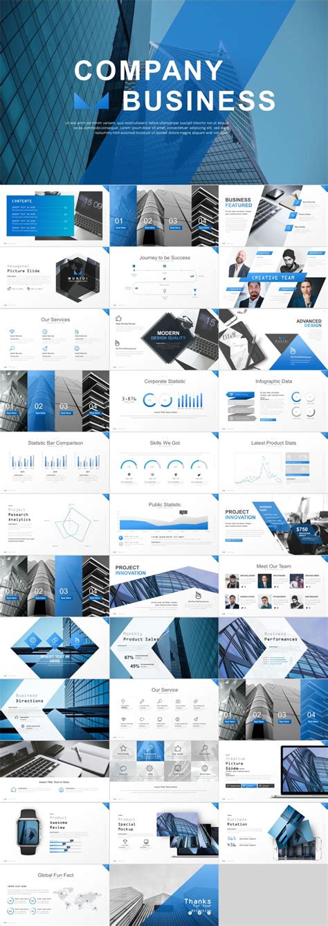 36+blue company business report PowerPoint template - Pcslide.com#p… | Powerpoint design ...