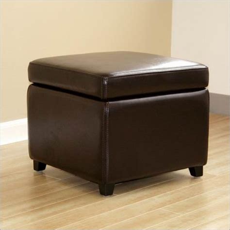 Leather Storage Ottoman - Dark Brown | DCG Stores