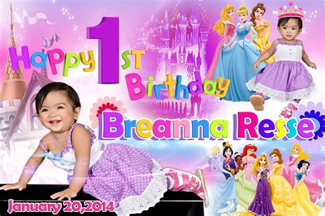 Disney Princess sample Tarpaulin Template for First Birthday | Birthday ...