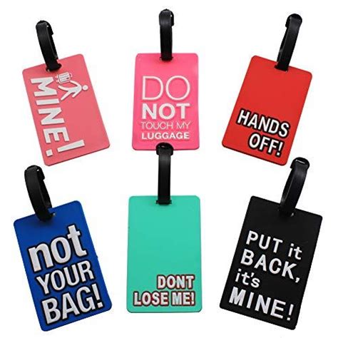 Mziart Funny Luggage Tags Set of 6 Colorful Unique Travel Baggage Bag Tags Suitcase Identify ...