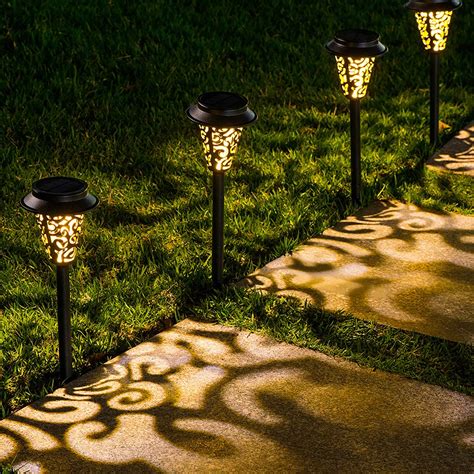 LeiDrail Solar Outdoor Garden Ground LightsMetal Solar Path Lamps Pathway Lighting Decoration ...