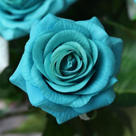 10 Stems Real Touch Blue With Hinted Teal Roses Silk | Etsy