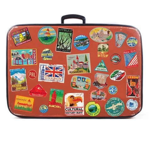 Luggage stickers suitcase patches vintage travel labels retro style ...