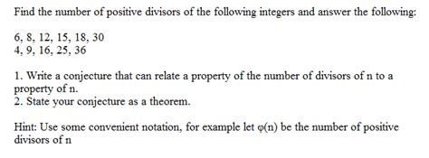 Solved Find the number of positive divisors of the following | Chegg.com